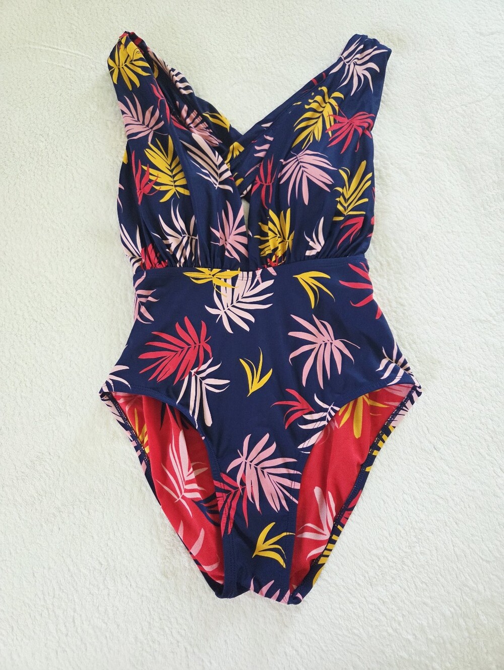 Sea Angel ✨️ Tropical Leaf Navy One-Piece Women's Swimsuit Size M